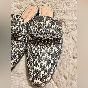 Coach Snakeskin Print Chain Mule Loafers Slides